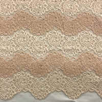 Peach and White Stripes All Over Stretch Lace Fabric