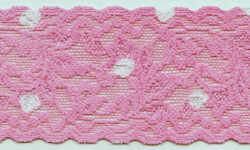 Pink with Silver Sparkle and White Accents Stretch Lace Trim