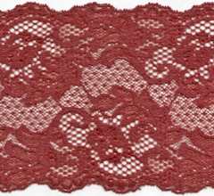 Light Brick Red 5 1/2 inch wide stretch lace trim