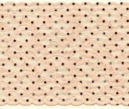 Peach with Black Dots 5 1/2 inch wide stretch lace trim