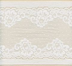 White 7 1/2" inch wide stretch lace trim